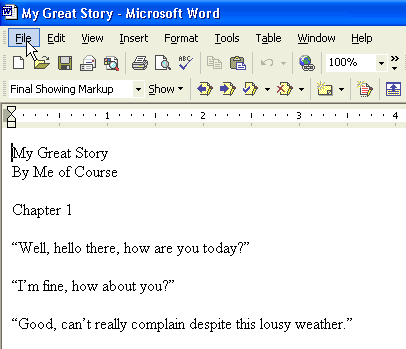 Click on the 'File' Menu