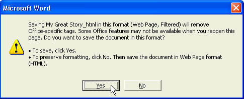 Click Yes to confirm